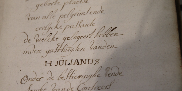 Notitieboek met de namen van de passanten in het Sint-Julianusgasthuis, 1746